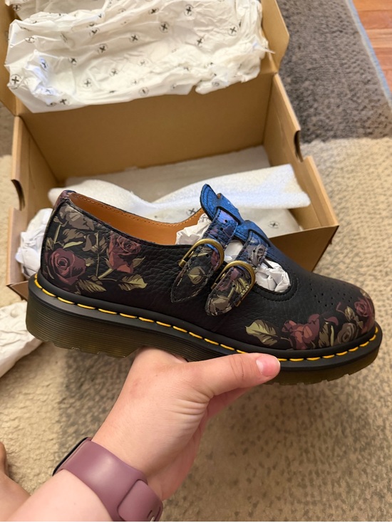 Dr. Martens Shoes - Dr. Martens Women’s Black Leather Decayed Roses Mary Jane